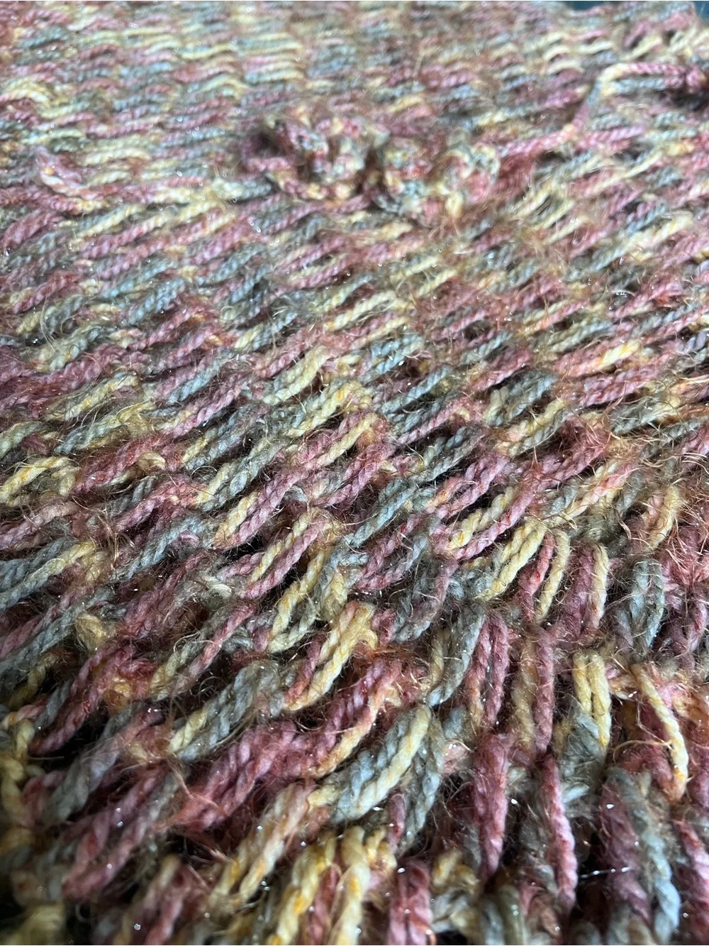 Vintage Knit Fringe Poncho